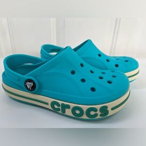 CROCS Kids Shoes in Teal and Cream 12 toddler